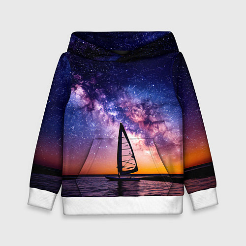 Детская толстовка Виндсерфер в космосе / 3D-Белый – фото 1