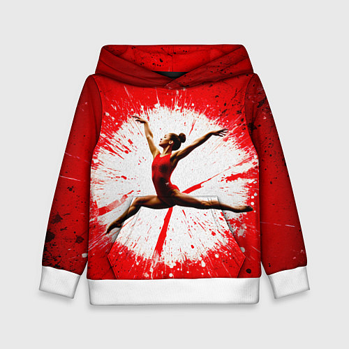 Детская толстовка Воздушная гимнастка на красном / 3D-Белый – фото 1