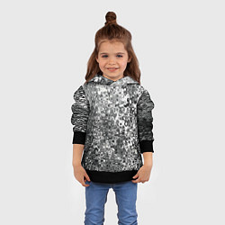 Толстовка-худи детская Чёрно-белый абстрактная текстура, цвет: 3D-черный — фото 2