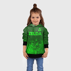 Толстовка-худи детская Zelda - green gradient посередине, цвет: 3D-черный — фото 2
