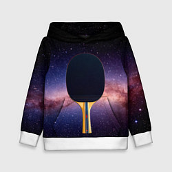 Детская толстовка Черная ракетка для пинг понга в космосе