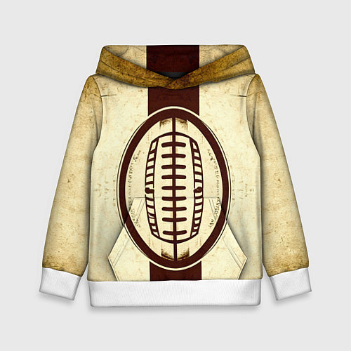 Детская толстовка Мяч регби на бежевом / 3D-Белый – фото 1