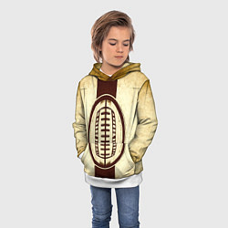 Толстовка-худи детская Мяч регби на бежевом, цвет: 3D-белый — фото 2