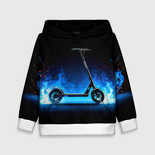 Детская толстовка Самокат в синем пламени / 3D-Белый – фото 1