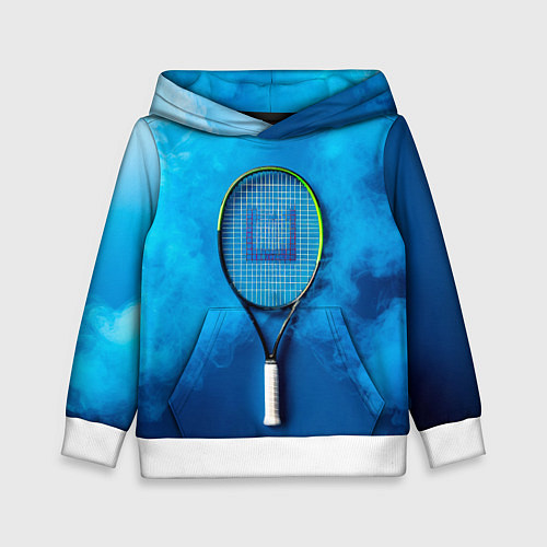 Детская толстовка Теннисная ракетка в синем дыму / 3D-Белый – фото 1