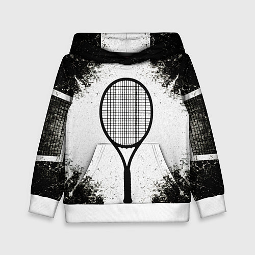 Детская толстовка Теннисная ракетка в черно-белом / 3D-Белый – фото 1