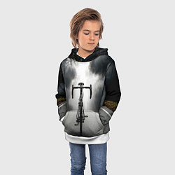Толстовка-худи детская Шоссейный велосипед в черном дыму, цвет: 3D-белый — фото 2