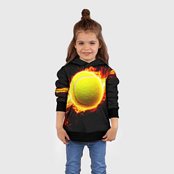Толстовка-худи детская Теннисный мяч в огне, цвет: 3D-черный — фото 2