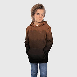 Толстовка-худи детская Чёрно-коричневый полосы от светлого к тёмному, цвет: 3D-черный — фото 2