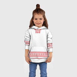 Толстовка-худи детская Славянский орнамент и узоры - вышиванка рубаха бел, цвет: 3D-белый — фото 2
