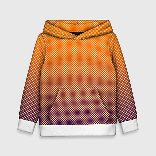 Детская толстовка Градиент оранжевый в фиолетовый мелкий ромбик / 3D-Белый – фото 1