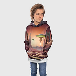 Толстовка-худи детская Фантастический инопланетный город, цвет: 3D-белый — фото 2