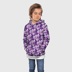 Толстовка-худи детская Нежный сиреневый цветочный паттерн, цвет: 3D-белый — фото 2