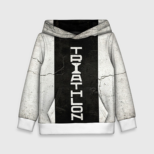 Детская толстовка Triathlon на черно - белом / 3D-Белый – фото 1