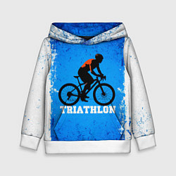 Толстовка-худи детская Triathlon на сине-белом, цвет: 3D-белый