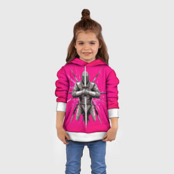 Толстовка-худи детская Фехтование на саблях в розовом, цвет: 3D-белый — фото 2