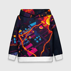 Толстовка-худи детская Техническая абстракция, цвет: 3D-белый