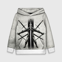 Толстовка-худи детская Фехтование на тяжёлом клинковом оружии в сером, цвет: 3D-белый