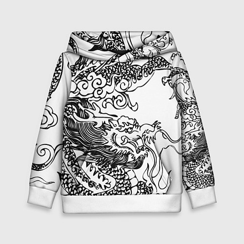 Детская толстовка Татуировка дракона на белом / 3D-Белый – фото 1