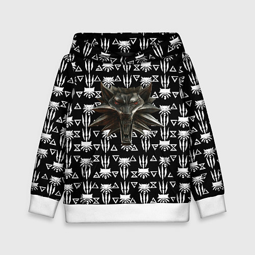 Детская толстовка Ведьмак лого патерн / 3D-Белый – фото 1