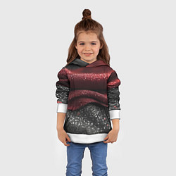 Толстовка-худи детская Черно-красная волнистая текстура, цвет: 3D-белый — фото 2