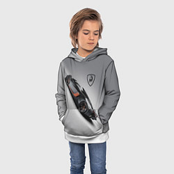 Толстовка-худи детская Lamborghini - racing car, цвет: 3D-белый — фото 2