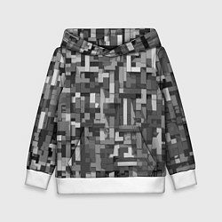 Толстовка-худи детская Серый геометричные полоски, цвет: 3D-белый