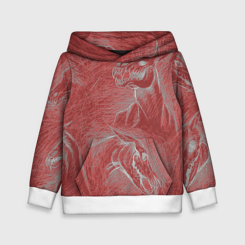 Детская толстовка Черепа лошадей - эскиз / 3D-Белый – фото 1