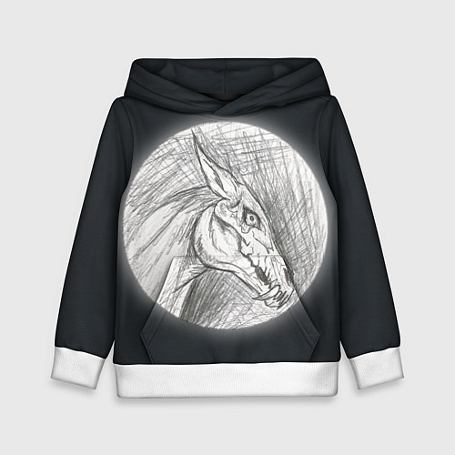 Детская толстовка Черепа лошадей - эскиз / 3D-Белый – фото 1