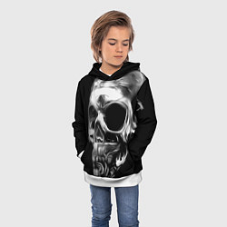 Толстовка-худи детская Стилизованный череп, цвет: 3D-белый — фото 2