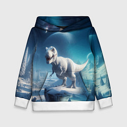 Толстовка-худи детская Снежный динозавр - история вымирания, цвет: 3D-белый
