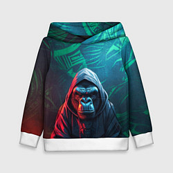 Толстовка-худи детская Горилла в капюшоне, цвет: 3D-белый
