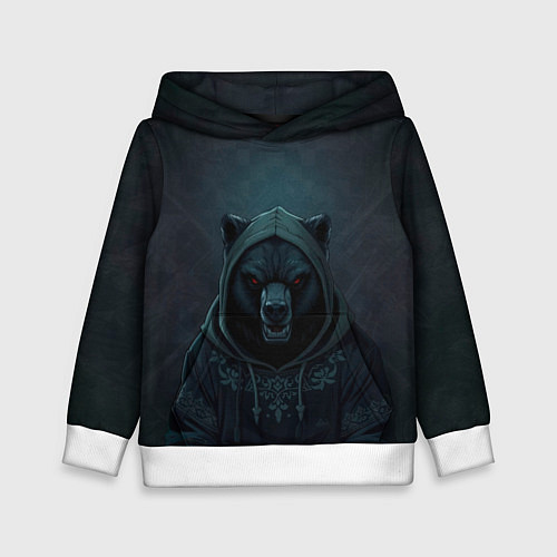 Детская толстовка Мишка в капюшоне / 3D-Белый – фото 1