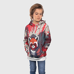 Толстовка-худи детская Красная панда в капюшоне, цвет: 3D-белый — фото 2