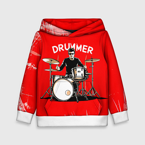 Детская толстовка Барабанщик на красном / 3D-Белый – фото 1