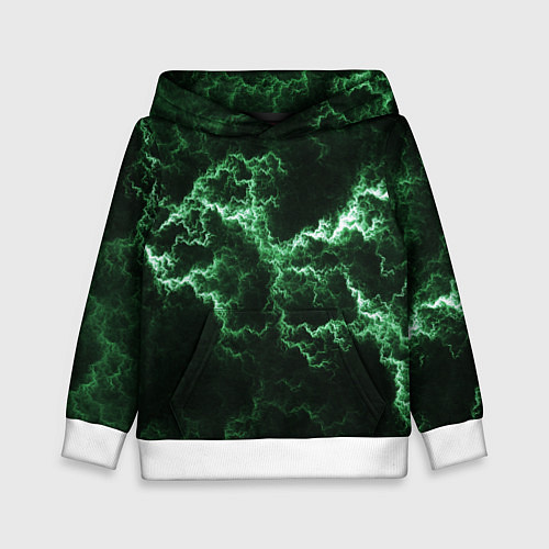 Детская толстовка Lightning green line / 3D-Белый – фото 1