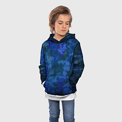 Толстовка-худи детская Абстракция - blue uniform camouflage, цвет: 3D-белый — фото 2
