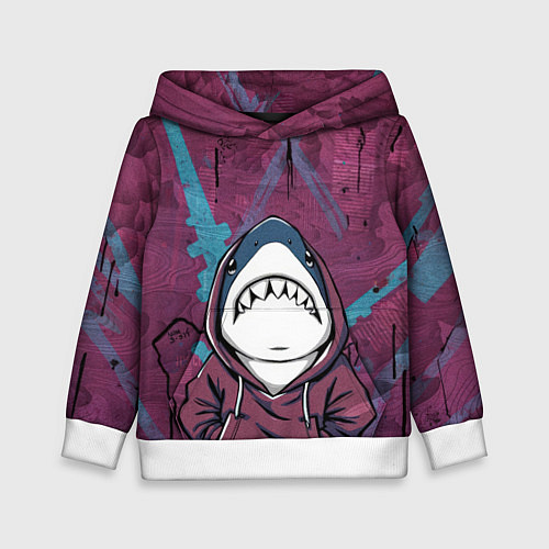 Детская толстовка Акула в капюшоне / 3D-Белый – фото 1