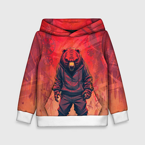 Детская толстовка Мишка на спорте / 3D-Белый – фото 1