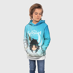 Толстовка-худи детская Genshin Impact - персонаж Сяо, цвет: 3D-белый — фото 2