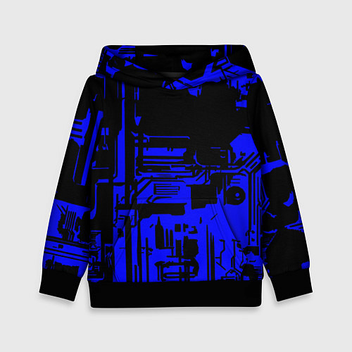 Детская толстовка Чёрный и синий ультрамарин абстракция / 3D-Черный – фото 1