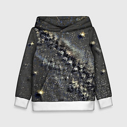 Толстовка-худи детская Тёмный серый абстракция звёзды, цвет: 3D-белый