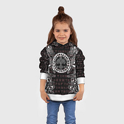 Толстовка-худи детская Дерево жизни и древние руны, цвет: 3D-белый — фото 2