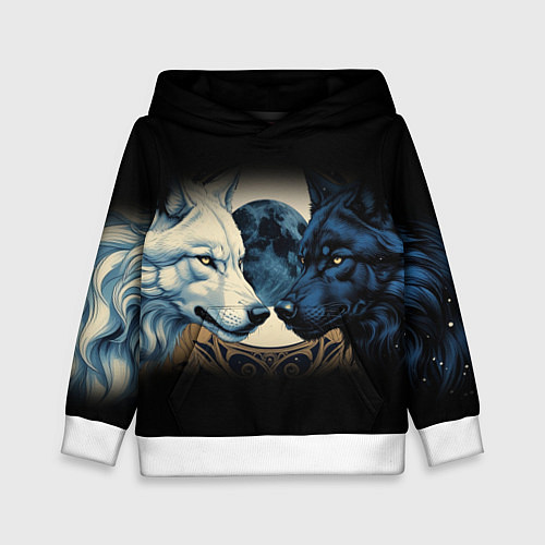 Детская толстовка Инь янь волк и волчица с луной / 3D-Белый – фото 1