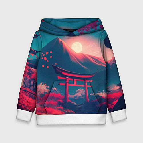 Детская толстовка Врата тории на фоне японских гор / 3D-Белый – фото 1