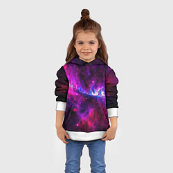 Толстовка-худи детская Неоновый галактический космос, цвет: 3D-белый — фото 2