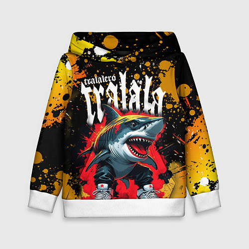 Детская толстовка Тралалера Тралала брейнрот мем - Акула в кроссовка / 3D-Белый – фото 1