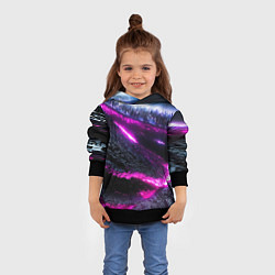 Толстовка-худи детская Фентази город неон, цвет: 3D-черный — фото 2