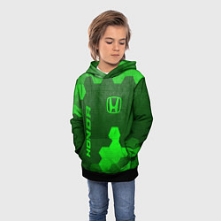 Толстовка-худи детская Honda - green gradient вертикально, цвет: 3D-черный — фото 2
