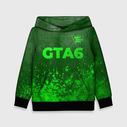 Детская толстовка GTA6 - green gradient посередине / 3D-Черный – фото 1